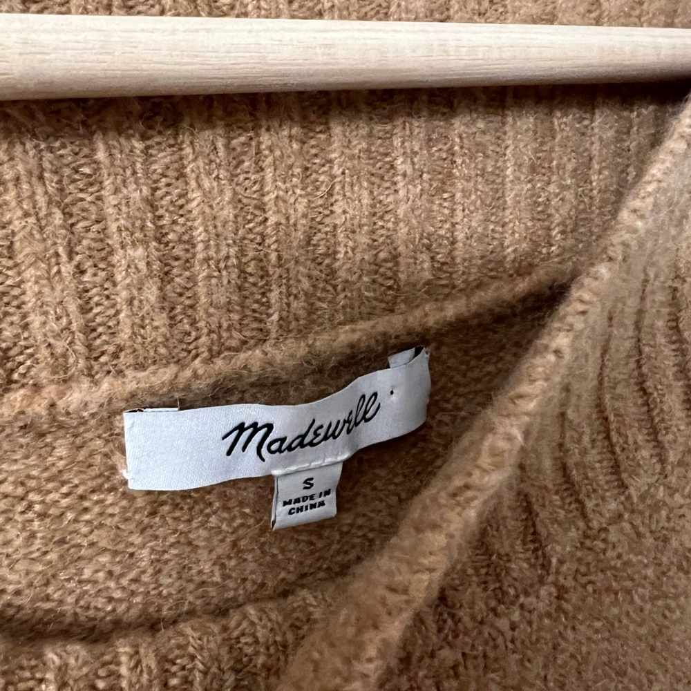 Madewell Camel Crewneck Sweater in Warm Brown Wool Blend - Picture 3 of 8